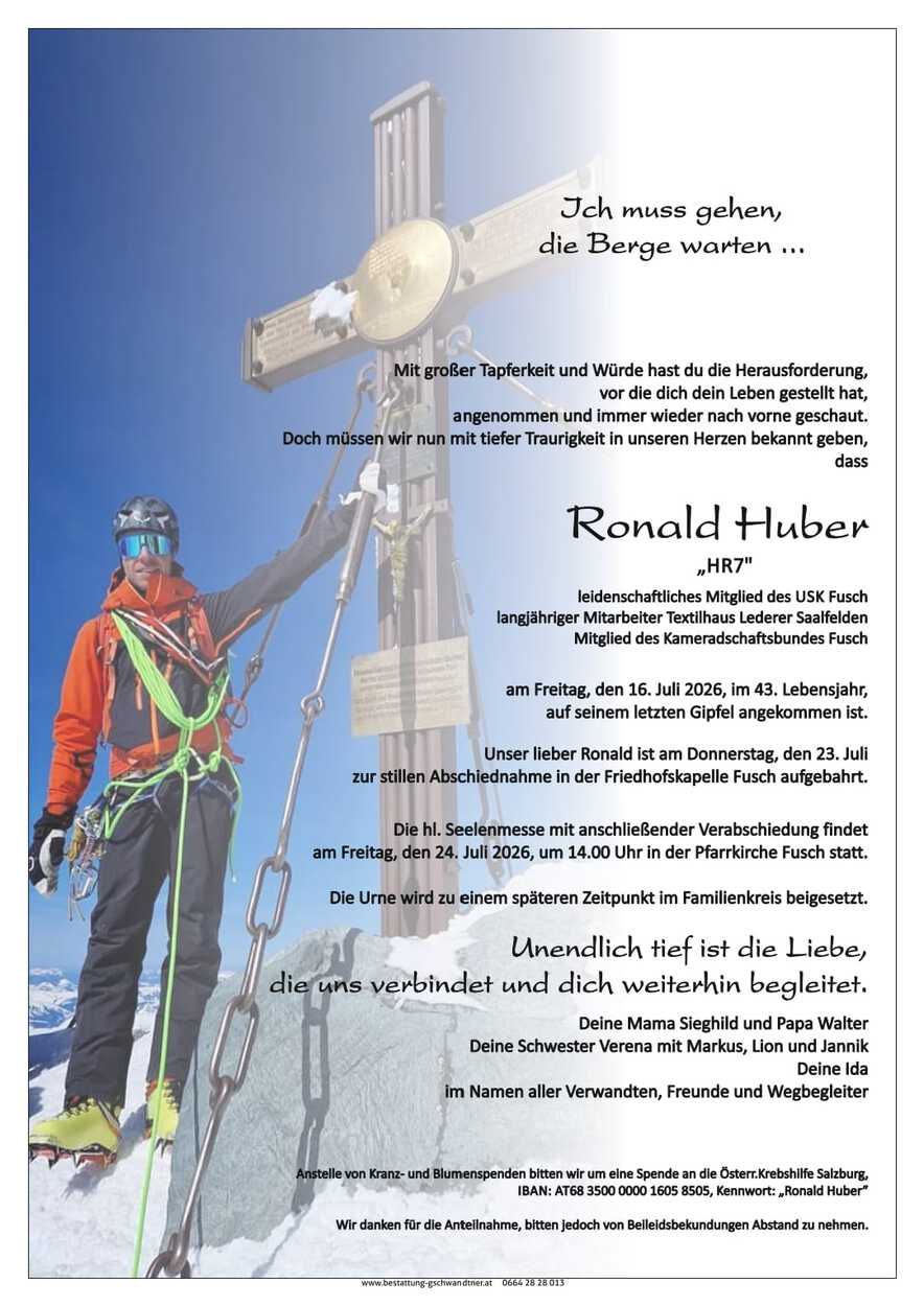 Nachruf Ronald Huber