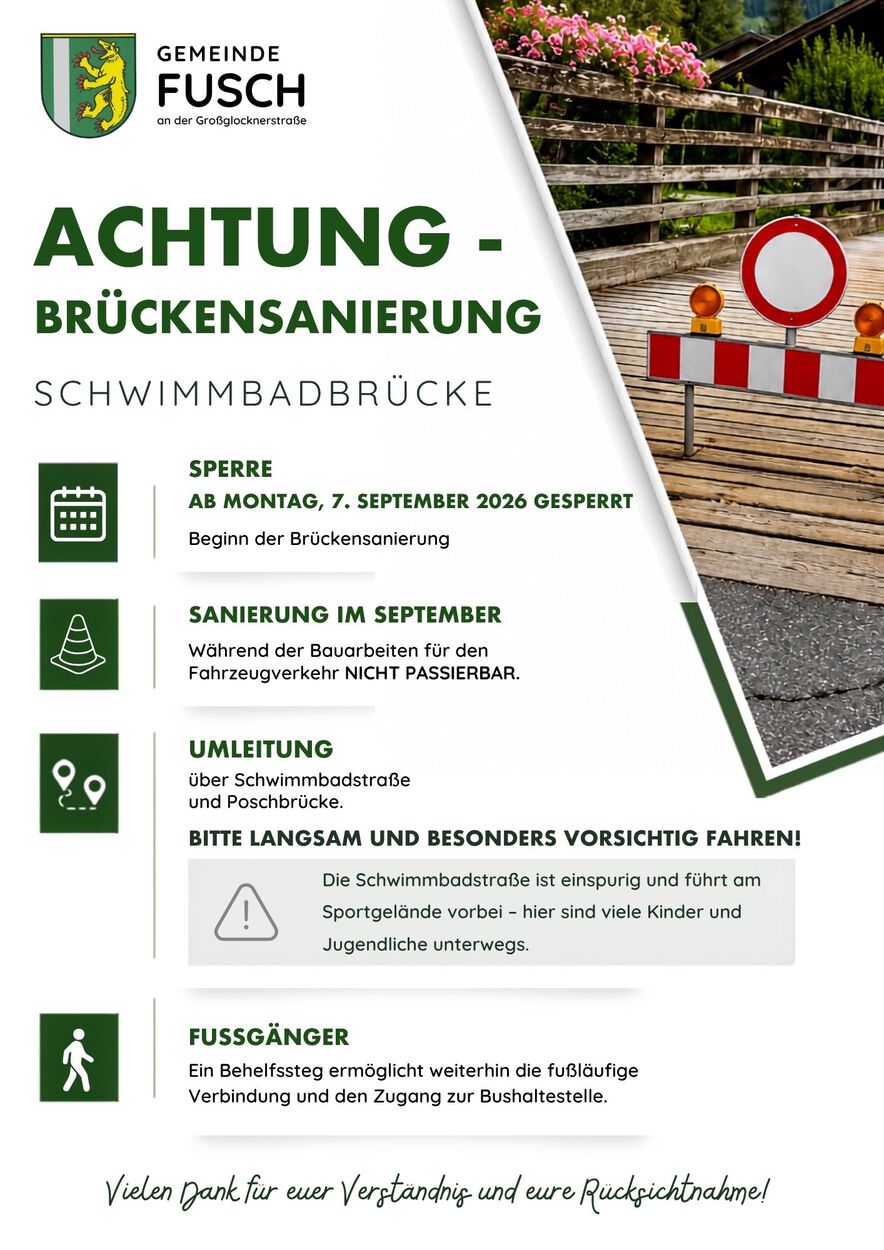 Brücke ab 07.09. gesperrt